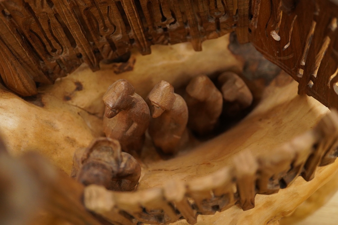 Pierre Decorse (b.1953), a large naturalistically modelled wooden sculpture depicting a French metro station entrance, 43cm high